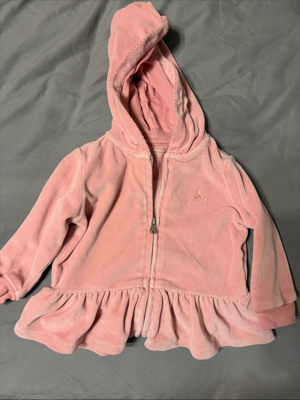 Ralph Lauren Soft Pink Hooded Zip-Up Peplum Hoodie